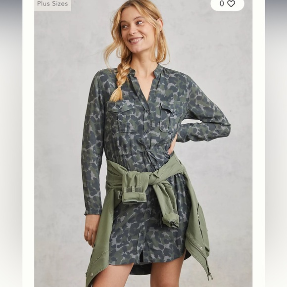 Anthropologie cloth and stone Nina camo shirt dress - Picture 4 of 10